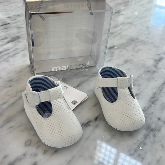Mayoral | Shoes | New Mayoral Baby Faux Leather Perforated White Tstrap ...